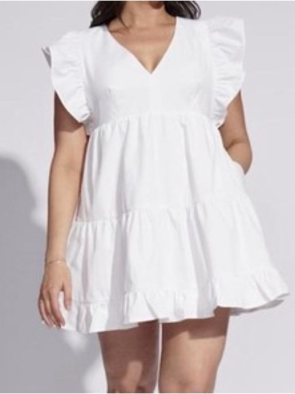 Abercrombie & Fitch White Tiered Mini Dress Medium